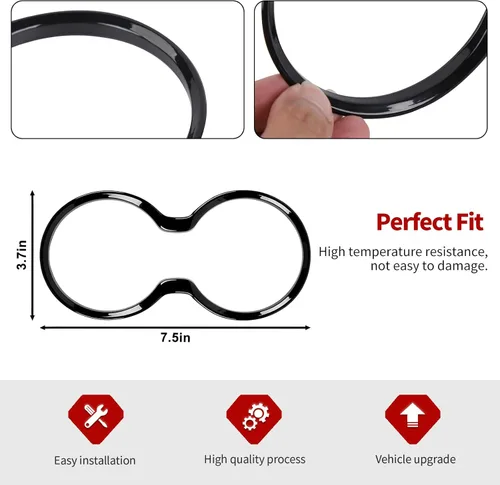 Vista 3 de Jimen Compatible con Jeep Grand Cherokee 2011-2021, Tapa de Cubierta del Portavasos Delantero (Negro)