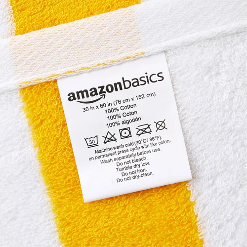 Vista 3 de Yaxa Basics Cabana Stripe - Toalla de playa (2 unidades), color amarillo, 60 x 30 pulgadas