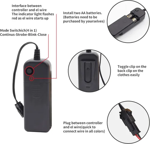 Vista 5 de jose2015 - Panel electroluminiscente EL de 4.7 x 2.0 in, color rosa claro, panel EL flexible de 12 V, luz de decoración para cosplay, fiesta