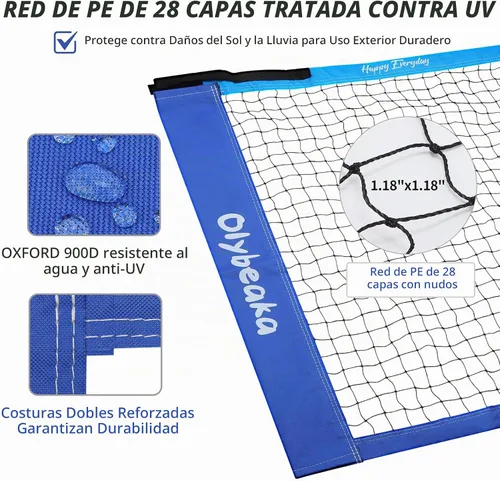 Vista 4 de Conjunto combinado de bádminton de voleibol al aire libre con red, diseño antiflacidez, 4 raquetas de bádminton, 3 pajaritos y voleibol