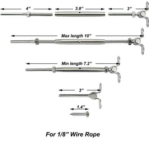 Vista 3 de Hardware de barandilla de cable, kit de barandilla de cable de acero, para sistema de barandilla de cable de 1/8, 32 pares, ángulo ajustable, placa