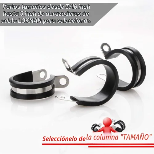Abrazadera de acero inoxidable con recubrimiento de goma, para instalación de cables, tubos suave y de acero