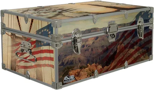 Vista 7 de C&N Footlockers Maletero de diseño americano para el 4 de julio, estilo rústico americana, 32 x 18 x 13.5 pulgadas