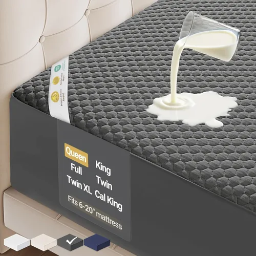 Vista 27 de OhGeni - Protector de colchón 100 % impermeable, almohadilla suave para colchón tamaño individual, resistente al pelo de mascotas y a la enuresis