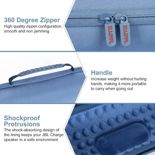 Vista 2 de Funda rígida EVA para altavoz Bluetooth JBL Charge 4/5, compatible con JBL Charge 4/5, funda de altavoz portátil, impermeable, duradera, Azul