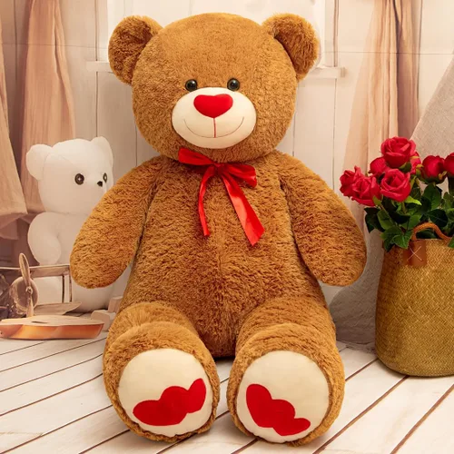 Oso de peluche grande de 43.3 pulgadas, oso de peluche gigante con corazón de amor, lindo juguete de peluche grande suave para niños, novia, San