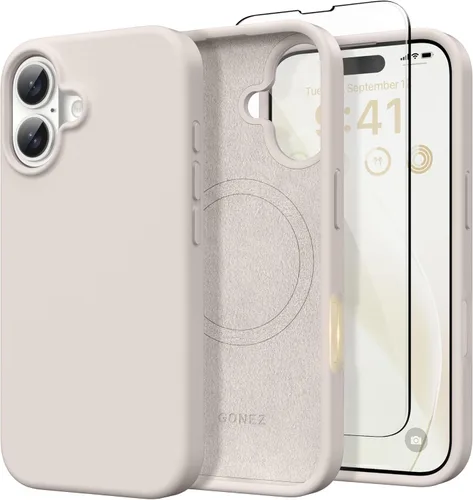 Vista 122 de GONEZ Funda magnética para iPhone 14, compatible con Magsafe, con protector de pantalla + protector de cámara, forro de microfibra antiarañazos