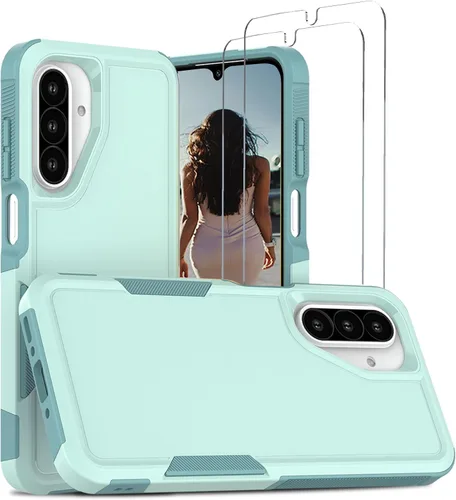 Vista 53 de Jeylly Compatible con Samsung Galaxy A22 5G Funda, Funda Samsung A22 5G con 2pcs protectores de pantalla de vidrio templado
