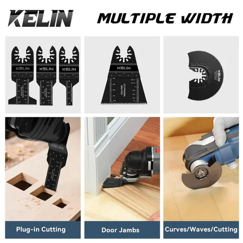 Vista 5 de KELIN 120 piezas Kit de cuchillas multiherramienta para corte y papel de lija, accesorios universales de sierra oscilante para herramientas