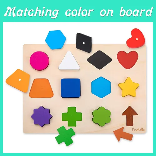 Vista 7 de Rompecabezas educativo de madera magnética - Aprende colores y juguete de reconocimiento de formas - Juego preescolar para niños pequeños