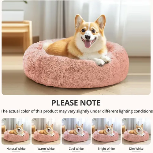 Vista 200 de JOLLYVOGUE Cama Calmante para Perros Pequeños - Cama para Perros Pequeños en Forma de Dona Lavable de 23 Pulgadas para Gatitos y Cachorros, Camas