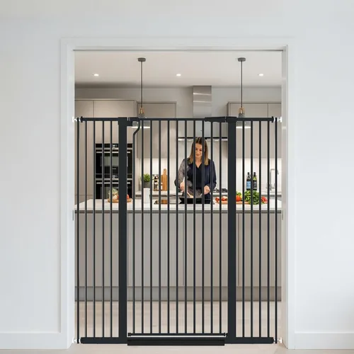 Vista 11 de Puerta para gatos extra alta de 51.18 pulgadas, puerta ajustable para mascotas para puertas y escaleras de 29.5 a 40.5 pulgadas de ancho, puerta