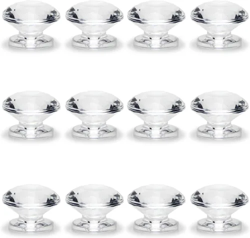 Vista 7 de MroMax 2 piezas de mango pequeño, perilla acrílica de diamante, mini perillas autoadhesivas, perilla de tamaño pequeño de 0.748 in de diámetro