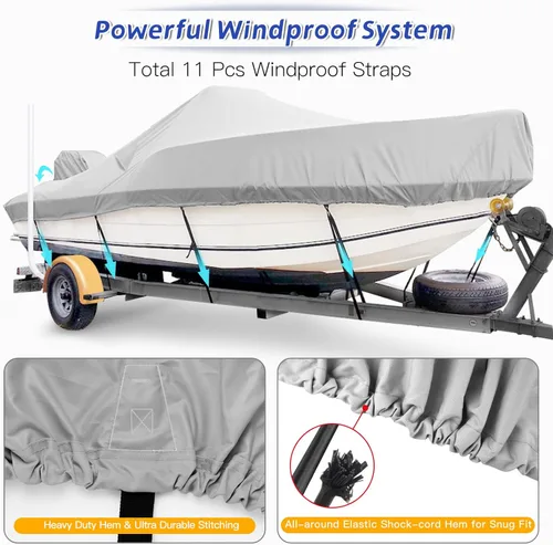 Vista 4 de Cubierta de barco para consola central 1400D, impermeable, para exteriores, de 17 a 19 pies, especialmente para consola central, lancha, lona marina