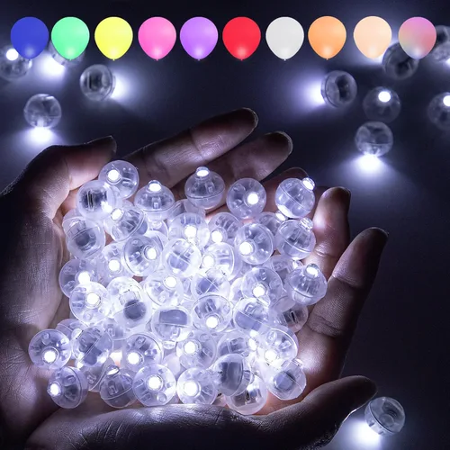 Vista 13 de Aogist 50 PIEZAS Luz Colgante LED Blanca Cálida para Globos, Mini Lámpara de Bola Redonda Pequeña para Linternas de Papel, Globos de Vidrio
