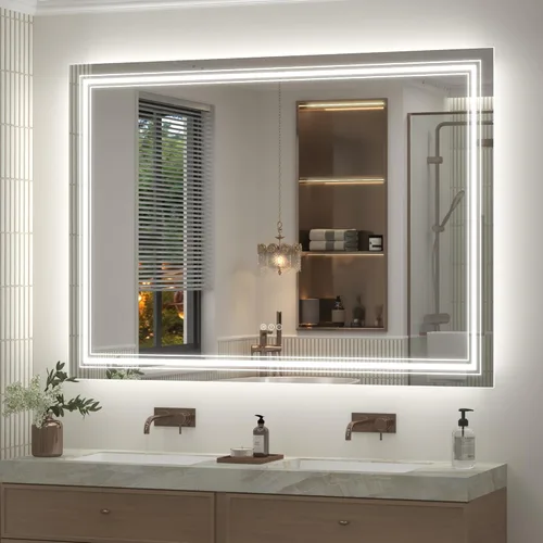 Vista 33 de Espejo de baño LED de 20x28 pulgadas, espejo de tocador con luces, espejo retroiluminado y con luz frontal para la pared, regulable, antivaho, a