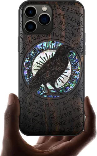 Vista 11 de Carveit Funda protectora de madera de diseñador para iPhone 11 Pro (grabado de madera e incrustaciones de carcasa) compatible con 11 Pro