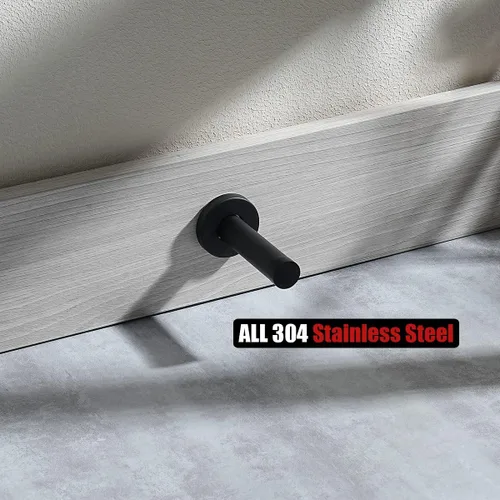 Vista 4 de JQK Tope de Puerta Negro, Protector de Puerta de Atenuación de Sonido de Acero Inoxidable 304 de 1mm de Grosor, Negro Mate, DSB5-PB