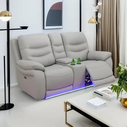 Vista 17 de A Ainehome Juego de sofá reclinable eléctrico LED para sala de estar, juego de sofá modular de cuero, juego de sillas reclinables y sofá biplaza