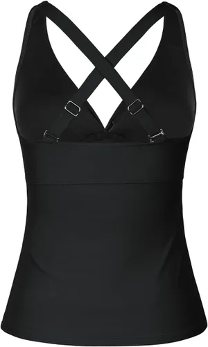 Vista 6 de Hilor Tankini con aros para mujer, con control de abdomen, sexy, cuello en V, cruzado, solo