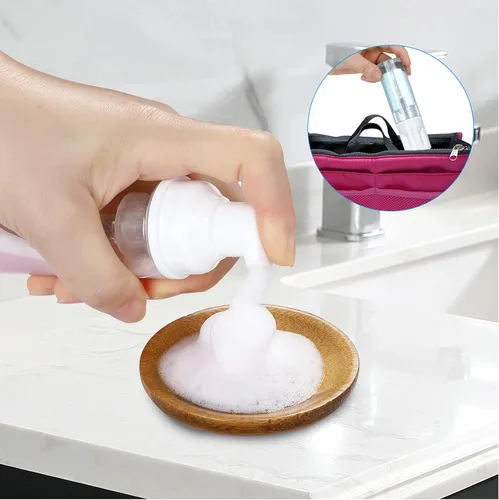 Vista 4 de Paquete de 35 botellas de bomba de espuma de 2 onzas, botellas de viaje transparentes recargables de 0.1 fl oz para jabón de manos, champú
