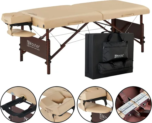 Vista 2 de Master Massage Del Ray Pro - Mesa de masaje portátil de 30 pulgadas, color arena, lujosa con cojín de espuma de 3 pulgadas de grosor