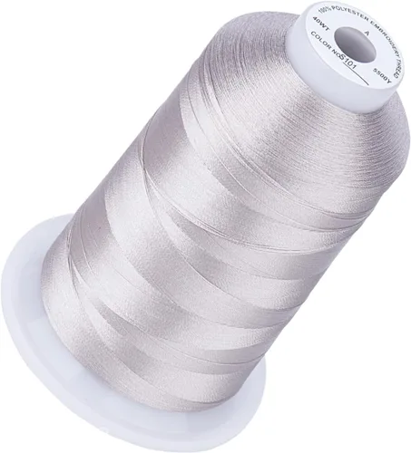 Vista 145 de Simthread 5500 yardas de hilo de bordar, 5000M de alto rendimiento 40WT 100% poliéster – 170+ colores vívidos, clasificado de alta velocidad