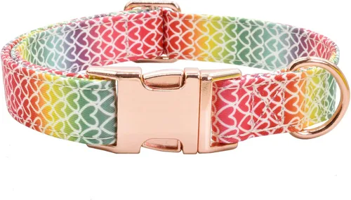 Vista 23 de Collar de perro con hebilla de metal, duradero y ajustable, suave para perros pequeños, medianos y grandes, talla S (10-14 pulgadas), flor 3