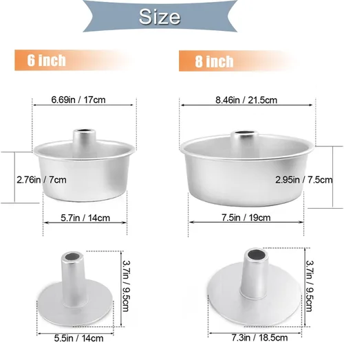 Vista 4 de Molde de pastel de comida de ángel de 6 pulgadas con parte inferior extraíble, molde redondo de aluminio para tartas de gasa, molde para hornear