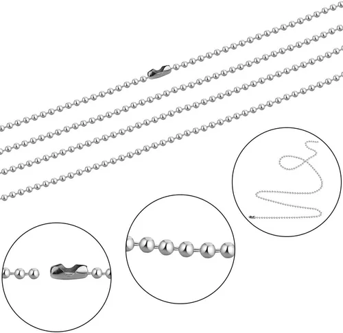 Vista 4 de 20 Piezas Cadenas de Cuentas de Acero Inoxidable de 30 Pulgadas Collares de Cadena de Bolas