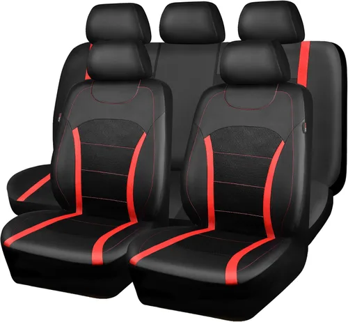 Vista 14 de CAR-GRAND Fundas de asiento de automóvil de cuero solo delanteras, fundas de asiento de malla de aire transpirable, protector de asiento universal