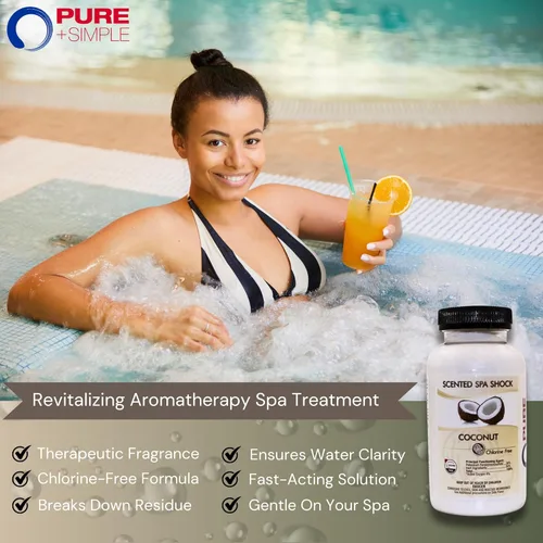 Vista 4 de Coconut Aromatherapy Spa Shock para jacuzzis y spas Tratamiento de choque oxidante sin cloro para jacuzzis Compatible con tabletas de bromo
