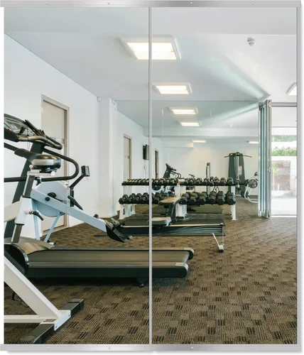 Vista 19 de Delma Azulejos de espejo sin marco de 12" x 10" (4 piezas) para montaje en pared, resistentes a los golpes, paneles de vidrio templado de longitud