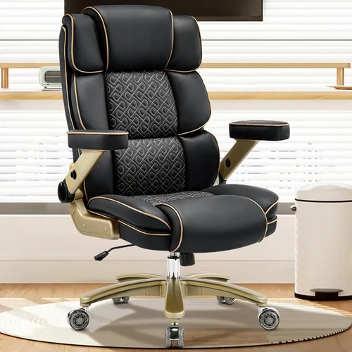 Vista 10 de Silla de oficina grande y alta, 500 libras, reposabrazos 5D, silla ejecutiva de cuero resistente con asiento cómodo, lumbar ajustable, respaldo
