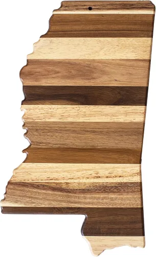 Vista 18 de Totally Bamboo Rock & Branch Shiplap Series Tabla de Cortar de Madera con Forma del Estado de Alabama y Bandeja para Servir Charcutería, Incluye