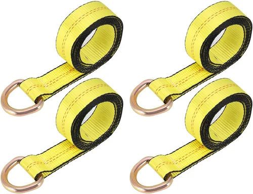 Vista 9 de JOIKIT Paquete de 4 Correas de Remolque Lasso de 2 Pulgadas x 8.2 Pies con Anillo en D Amarre Automático para Elevación de Ruedas, Grúa, Rollback