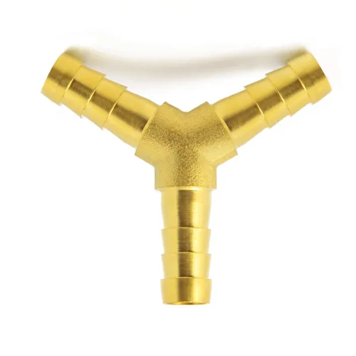 Vista 3 de Latón 1/4" Conector de Manguera con Púas de 3 Vías Wye Forma Y Divisor con Púas Accesorio Empalmador para Agua Combustible Aire