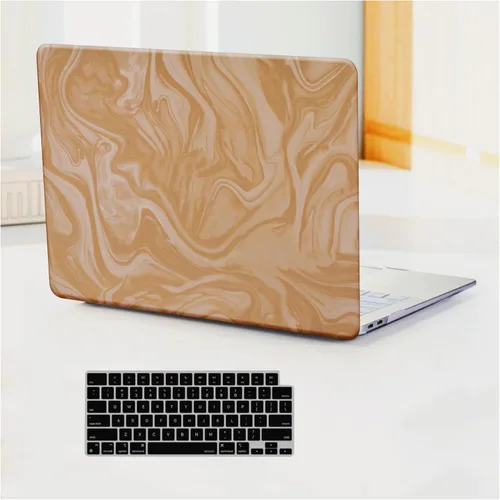 Vista 44 de Funda compatible con MacBook Air de 13 pulgadas (versión 2010-2017). Modelos: A1466 / A1369, funda rígida de piel crema texturizada a cuadros