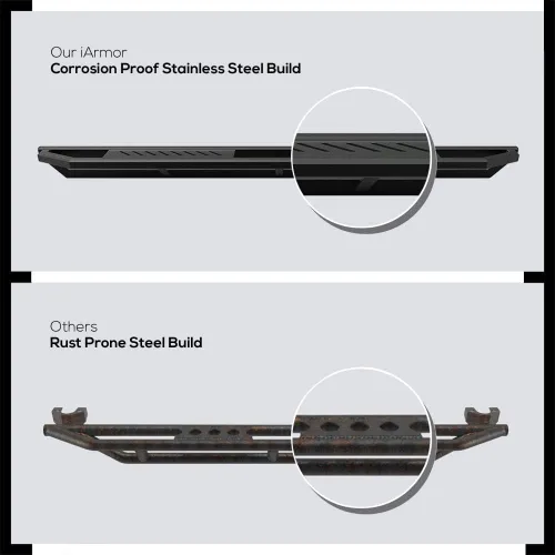 Vista 3 de APS iArmor - Escalones laterales personalizados de acero inoxidable para Chevy Silverado y GMC Sierra 1500/2500/3500 2001-2006 Crew Cab y Classic