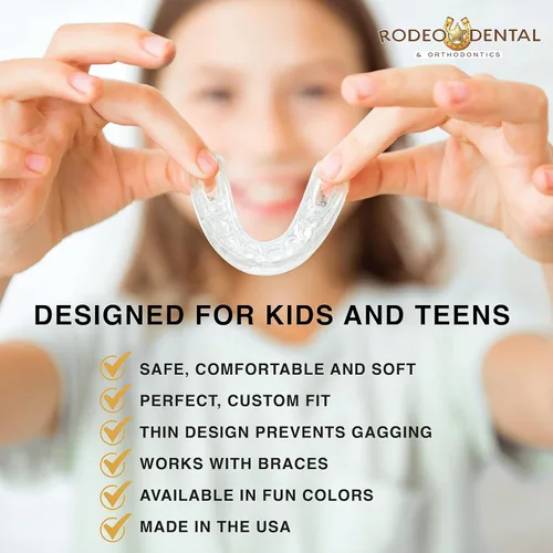 Vista 2 de Protector nocturno para niños, protector de noche de ajuste profesional para rechinar y apretar dientes, ajuste personalizado, paquete de 2