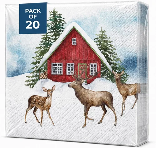 Vista 14 de AM Decor - 20 servilletas de papel de 3 capas de 3 capas para cenas de vacaciones, decoración Decoupage – 13 x 13 pulgadas (desplegada) luz de Luz