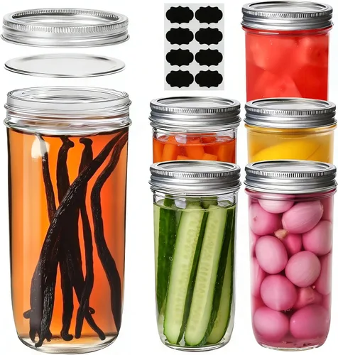 Vista 11 de ComSaf Tarros Mason de boca ancha de 1 galón, 2 piezas, frascos de vidrio de 128 onzas con tapas, contenedores de almacenamiento de harina y azúcar