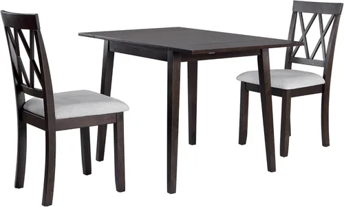 Vista 9 de P PURLOVE Juego de comedor de cocina de 3 piezas, juego de mesa de comedor de madera con mesa de comedor de hoja abatible y 2 sillas de comedor