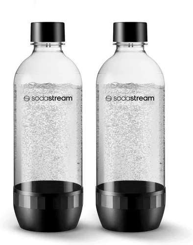 SodaStream 1L Classic DWS Botella para bebidas carbonatadas, color negro (paquete doble), paquete de 2