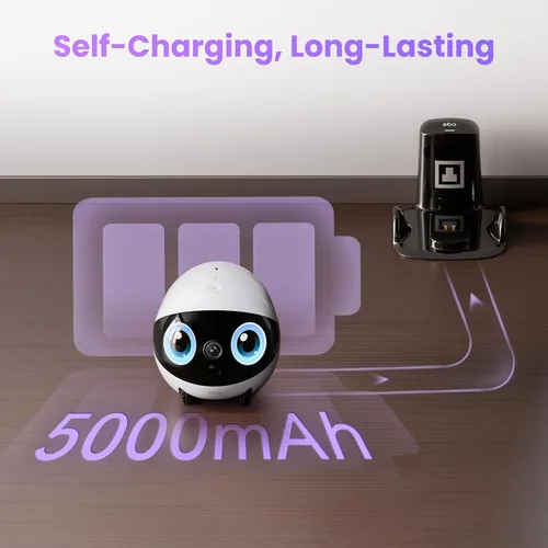 Vista 6 de Enabot EBO Air 2 Plus FamilyBot 3K Robot de Cámara para el Hogar: Cámara para Interior, Robot Acompañante Movilizable, Video de 2 Vías, Modo de Chat
