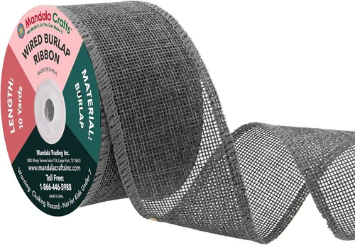 Vista 105 de Mandala Crafts Cinta de arpillera rosa con alambre de 1 pulgada de ancho para manualidades, rollo de 10 yardas de cinta rústica de arpillera