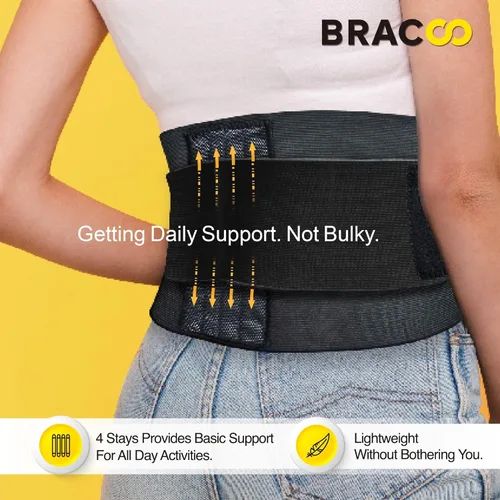 Vista 2 de Bracoo Soporte de espalda ajustable, soporte para aliviar el dolor de espalda para hombres y mujeres, ideal para dolor de espalda baja, ciática