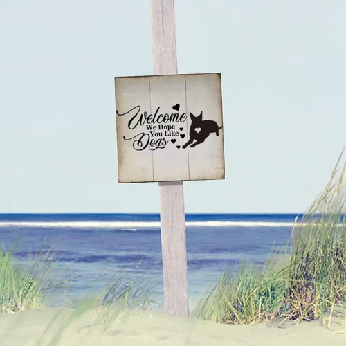 Vista 4 de Welcome We Hope You Like Dog - Letreros de madera para perro, placa de pared con perros, arte de pared colgante de granja, placa de decoración