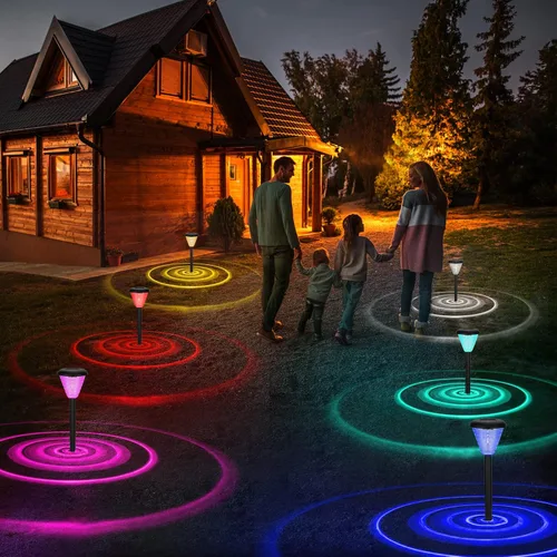 Vista 2 de Paquete de 6 luces solares de jardín luces solares al aire libre luces solares al aire libre impermeables y cambian de color luz cálida luces