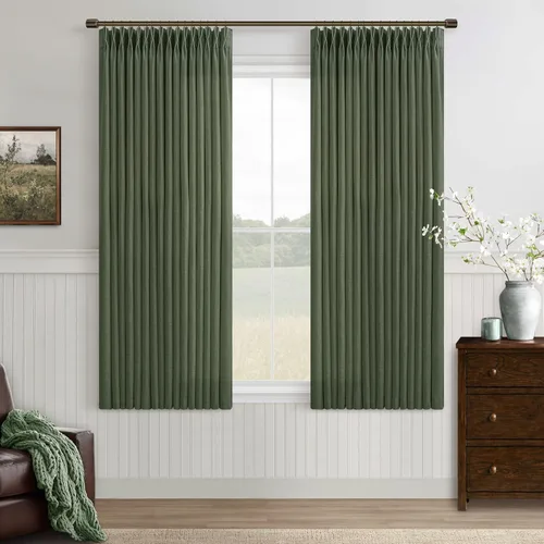Vista 97 de TWODRAPES Cortinas de Lino Plisadas con Pinza Beige Blancas de 54 Pulgadas de Largo 2 Paneles para Comedor Cocina Dormitorio Plisadas Semi